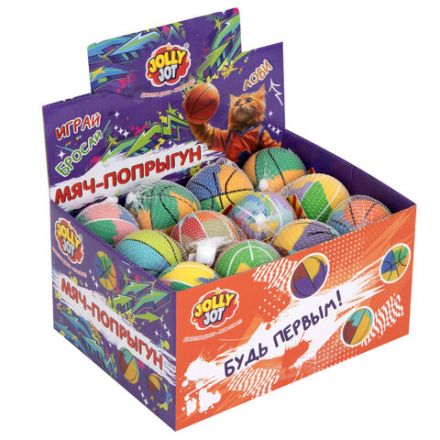Мяч-попрыгун ЦВЕТНОЙ МИКС, 6 см, ТПР, ассорти, 12 цветов, JOLLY JOT (ДЖОЛЛИ ДЖОТ), 666124
