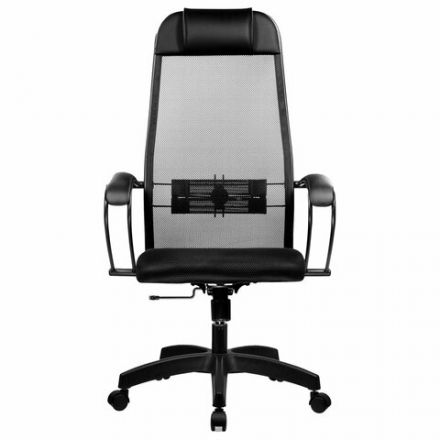 Кресло офисное МЕТТА "К-11", пластик, ткань-сетка, сиденье мягкое, черное