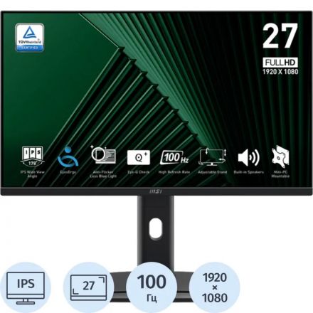 Монитор MSI 27 PRO MP275PG 16:9 FHD, IPS, HDMI, DP, VGA, 100HZ, Black Монитор MSI 27 PRO MP275PG 16:9 FHD, IPS, HDMI, DP, VGA, 100HZ, Black