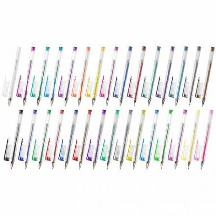 Ручки гелевые НАБОР 30 ЦВЕТОВ, линия письма 0,5 мм, BRAUBERG KIDS, 143819