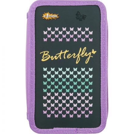 Пенал Butterfly 2 отд.,  выборочный лак, 190x110 мм, ПКК 11-19