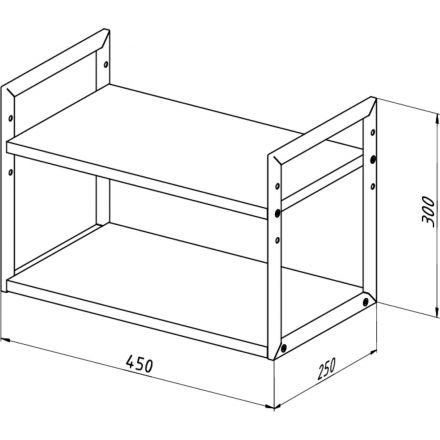 Полка TI_настен/настоль Комус Онега-6 250х450 мет чер/ЛДСП дуб вотан