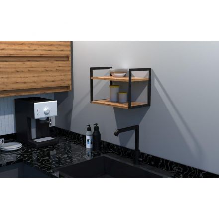 Полка TI_настен/настоль Комус Онега-6 250х450 мет чер/ЛДСП дуб вотан