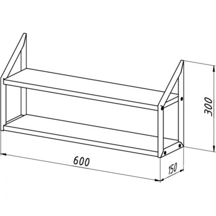 Полка TI_настен/настоль Комус Онега-8 150х600 мет чер/ЛДСП дуб вотан