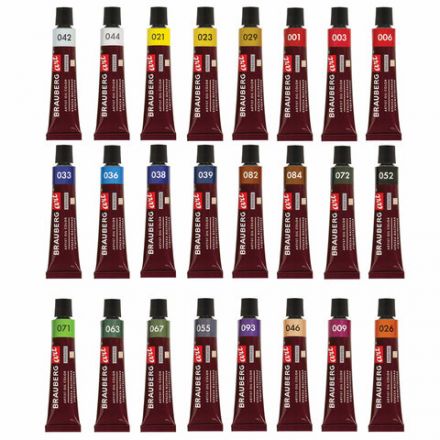 Краски масляные художественные BRAUBERG ART PREMIERE, 24 цв. по 12 мл, в тубах, 191457