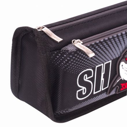 Пенал мягкий ЮНЛАНДИЯ, 2 отделения, полиэстер, "Shark", черный, 21х6х9 см, 270271