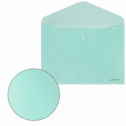 Папка-конверт с кнопкой А4, КОМПЛЕКТ 8 шт., пастельные цвета ассорти, BRAUBERG "PASTEL", 0,18 мм, 272865