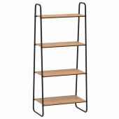 Стеллаж на металлокаркасе "Скандинавия-24", 650х385х1470 мм, 4 полки ЛДСП, черный/дуб, CТCП24 Ч