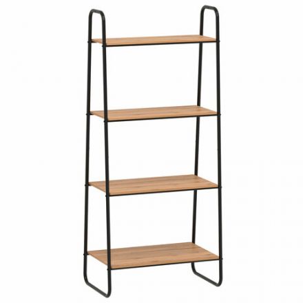 Стеллаж на металлокаркасе "Скандинавия-24", 650х385х1470 мм, 4 полки ЛДСП, черный/дуб, CТCП24 Ч