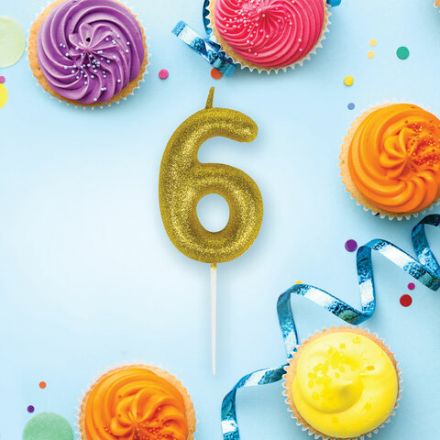 Свеча-цифра для торта "6" золотая с глиттером, 6 см, ЗОЛОТАЯ СКАЗКА, на шпажке, в блистере, 591419 Свеча-цифра для торта "6" золотая с глиттером, 6 см, ЗОЛОТАЯ СКАЗКА, на шпажке, в блистере, 591419