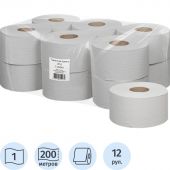 Бумага туалетная д/дисп 1сл сер макул втул 200м 12рул/уп 200N1 Бумага туалетная д/дисп 1сл сер макул втул 200м 12рул/уп 200N1