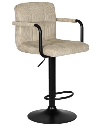 Стул барный DOBRIN KRUGER ARM BLACK, бежевый вельвет (LAR-E2041-04)