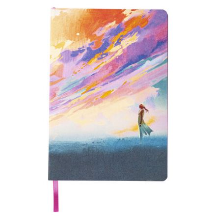 Блокнот А5 (143x210 мм), BRAUBERG VISTA "Color clouds", под кожу, гибкий, 80 л., 112068