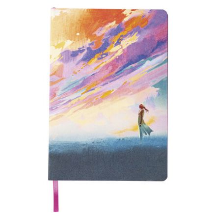 Блокнот А5 (143x210 мм), BRAUBERG VISTA "Color clouds", под кожу, гибкий, 80 л., 112068