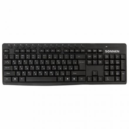 Набор беспроводной SONNEN K-648, клавиатура 117 клавиш, мышь 4 кнопки 1600 dpi, черный, 513208