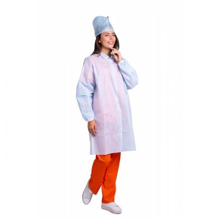 Халат н/с процед, рук.рез, на кнопк, XL, дл.110см, пл 25, голуб, 10шт/уп