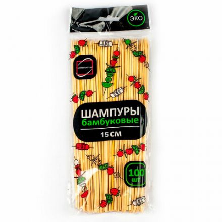 Шпажки-шампуры для шашлыка бамбуковые 15 см, 100 штук, КП, 137599