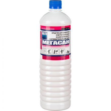 Средство для очистки и дезинфекции сантехники и кафельной плитки Мегасан 1 л (концентрат) Средство для очистки и дезинфекции сантехники и кафельной плитки Мегасан 1 л (концентрат)