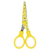 Ножницы 130 мм с цветной печатью "Смайлики", жёлто-белые, закругленные, BRAUBERG KIDS, 232274