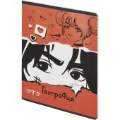 Тетрадь предметная 48л А5 клетка, TWIN лак №1 School  -АНИМЕ- ГЕОГРАФИЯ