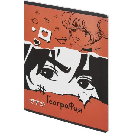 Тетрадь предметная 48л А5 клетка, TWIN лак №1 School  -АНИМЕ- ГЕОГРАФИЯ