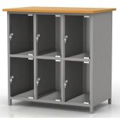 Шкаф для сумок ШМ-6КХ-С со столешницей и стеклянными дверцами на 6 отделений