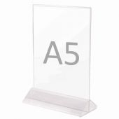Подставка настольная для рекламных материалов ВЕРТИКАЛЬНАЯ (215х148 мм), формат А5, двусторонняя, STAFF, 291175