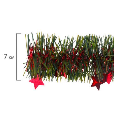 Мишура (1 штука) с декором, диаметр 70 мм, длина 2 м, матовая, ассорти 4 дизайна, ЗОЛОТАЯ СКАЗКА, 592424