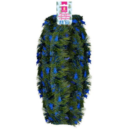 Мишура (1 штука) с декором, диаметр 70 мм, длина 2 м, матовая, ассорти 4 дизайна, ЗОЛОТАЯ СКАЗКА, 592424