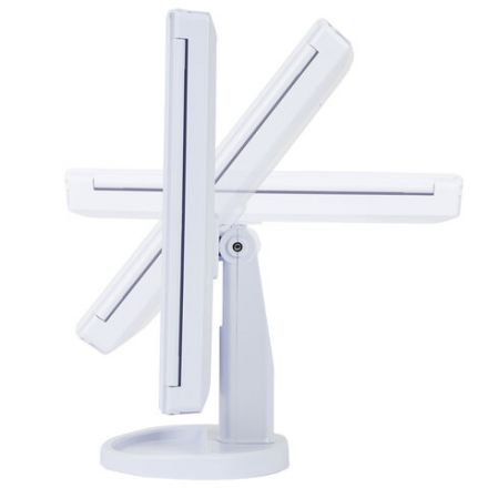 Зеркало настольное с LED-подсветкой для макияжа, размер 24х18 см, складное, увеличение х2, х3, х10, белое, BRABIX, 609337