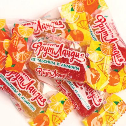 Конфеты желейные СЛАВЯНКА "Фрутландия Апельсинов и Лимонов" в сахаре, 1000 г, пакет, 12106
