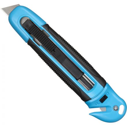 Нож безопасный TOPFORT 19мм шир.трапец.+д/вскр.упак.матер,ABS+TPR