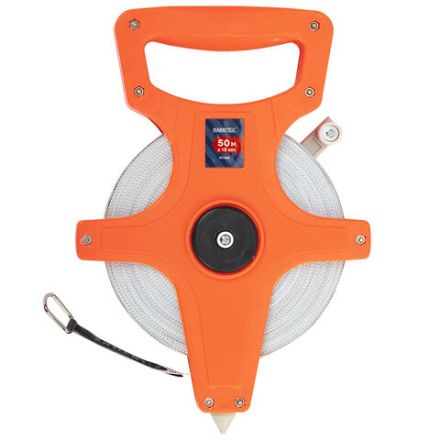 Рулетка геодезическая 50 м х 13 мм, лента фибергласс, открытый корпус, RABBITEX (РАББИТЕКС), 671368