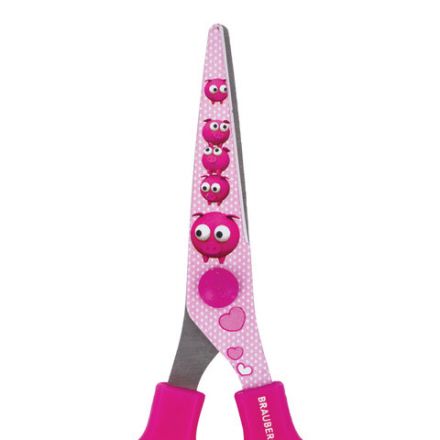 Ножницы 130 мм с цветной печатью "Поросята", розовые, закругленные, BRAUBERG KIDS, 232272