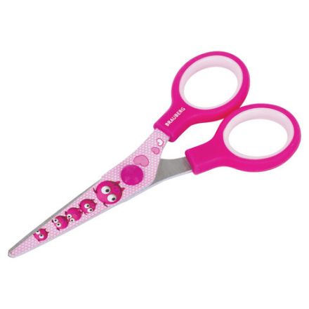 Ножницы 130 мм с цветной печатью "Поросята", розовые, закругленные, BRAUBERG KIDS, 232272