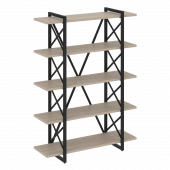 Loft Стеллаж на регулируемых опорах-5 полок VR.L-MST.O-5.8V Дуб аттик/Чёрный металл 1200*400*1650