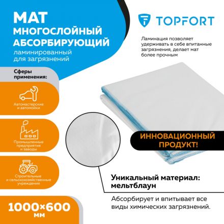 Мат многослойный абсорбирующий TOPFORT ламинированный для загрязн.1000x600 Мат многослойный абсорбирующий TOPFORT ламинированный для загрязн.1000x600