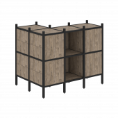 Loft Угловой внешний стеллаж наборный VR.L-51 Тиквуд тёмный/Чёрный металл 862*1278*1047