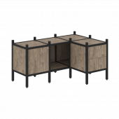 Loft Угловой внутренний стеллаж наборный VR.L-26 Тиквуд тёмный/Чёрный металл 1278*862*636