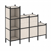 Loft Прямой стеллаж наборный VR.L-17 Денвер светлый/Чёрный металл 1278*446*1458