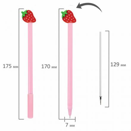 Ручка с топпером шариковая ЮНЛАНДИЯ "Фрукт", корпус ассорти, СИНЯЯ, пишущий узел 0,7 мм, 143810