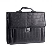 Портфель OfficeSpace "Palermo", кожзам, кайман, черный, 3 отделения, метал. замок, с ремнем Портфель OfficeSpace "Palermo", кожзам, кайман, черный, 3 отделения, метал. замок, с ремнем