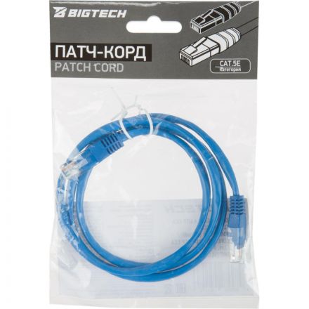 Патч-корд BigTech OPCC014 UTP CCA кат.5e/1м/литой/многожильный (синий)