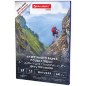 Фотобумага матовая, А4, 200 г/м2, двусторонняя, 50 листов, BRAUBERG EXTRA, 364489