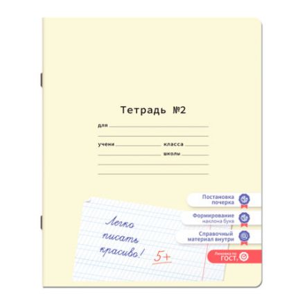 Тетрадь ПРОПИСЬ № 2 12 л. частая косая линия, со справочным материалом, ЮНЛАНДИЯ, 404852