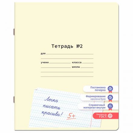 Тетрадь ПРОПИСЬ № 2 12 л. частая косая линия, со справочным материалом, ЮНЛАНДИЯ, 404852