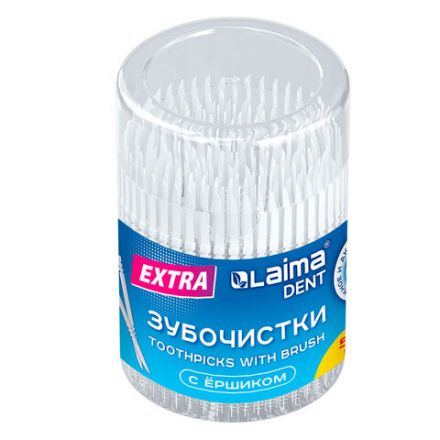 Зубочистки зубные, ёршики с щеточкой 500 шт., стакан, LAIMA DENT, 609401
