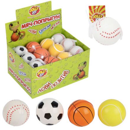 Мяч-попрыгун СПОРТ, 6 см, ТПР, ассорти, 4 вида, JOLLY JOT (ДЖОЛЛИ ДЖОТ), 666125