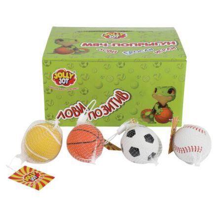 Мяч-попрыгун СПОРТ, 6 см, ТПР, ассорти, 4 вида, JOLLY JOT (ДЖОЛЛИ ДЖОТ), 666125