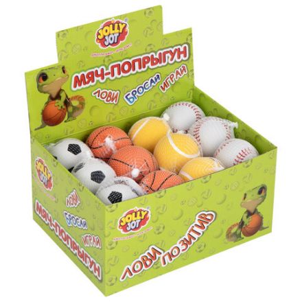 Мяч-попрыгун СПОРТ, 6 см, ТПР, ассорти, 4 вида, JOLLY JOT (ДЖОЛЛИ ДЖОТ), 666125